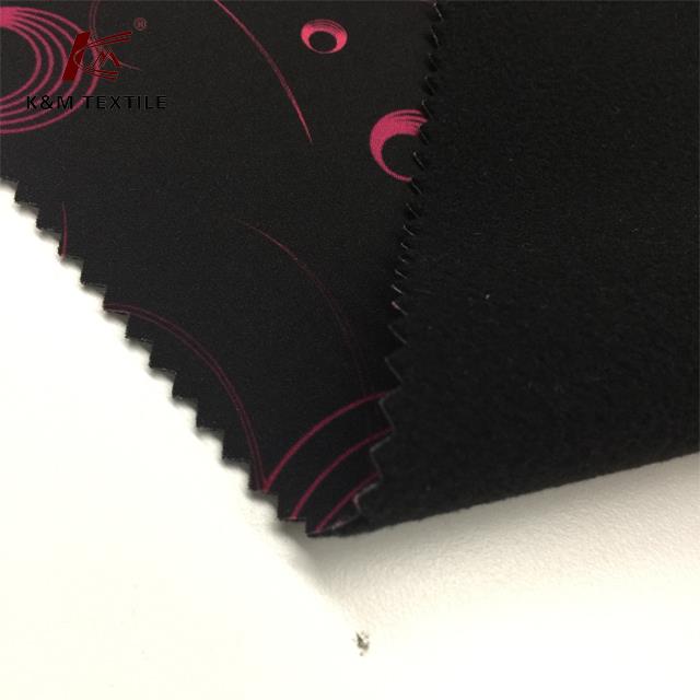 Red Circle Pattern Printed Black Bottom Softshell Fabric